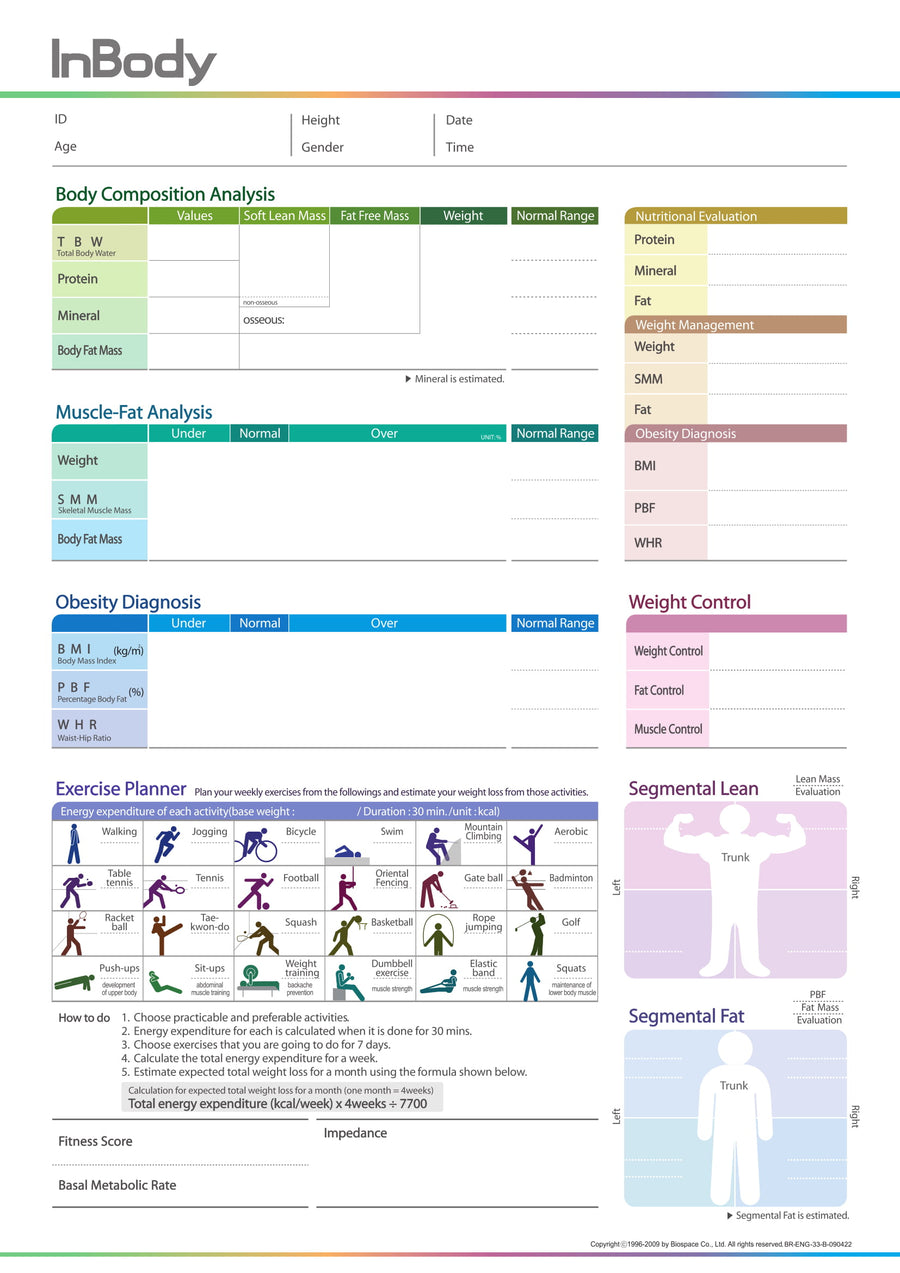 InBody Result Sheets (Qty: 500 sheets*) – InBody UK